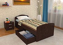 Кровать Эконом в цвете Венге 900х2000 с ящиками и матрасом