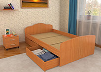Кровать Эконом в цвете Ольха 1200х2000 с ящиками и матрасом