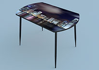 Раздвижной стеклянный стол с фотопечатью Конус