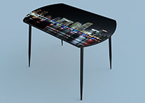 Раздвижной стеклянный стол с фотопечатью Конус