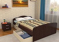 Кровать Эконом в цвете Комбо-1 1200х2000 с ящиками и матрасом