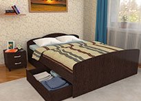 Кровать Эконом в цвете Венге 1600х2000 с ящиками и матрасом