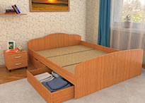 Кровать Эконом в цвете Ольха 1600х2000 с ящиками и матрасом