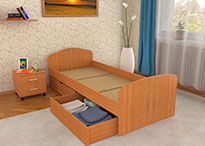 Кровать Эконом в цвете Ольха 900х2000 с ящиками и матрасом